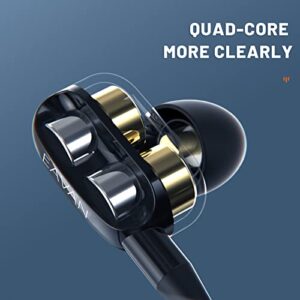 EAVAN Double Dynamic Drivers Wired Earphones,4 Speakers 4 Core HiFi in-Ear Earbuds,Noise Isolating Headphones 3.5mm Jack with Mic for Computer,MP3 and Phone