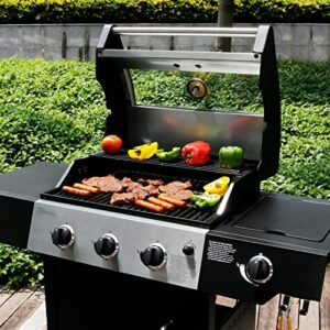 VANSTON Liquid Propane Gas Grill, Stainless Steel BBQ Grill High Performance 3 Burners with Side Burner, 48,000 BTU Cart Style Perfect Patio Garden Picnic Backyard Barbecue Grill.