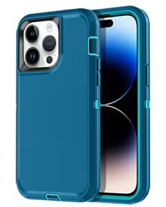 i-honva for iphone 14 pro max case shockproof dust/drop proof 3-layer full body protection rugged heavy duty durable cover case for apple iphone 14 pro max 6.7-inch, turquoise