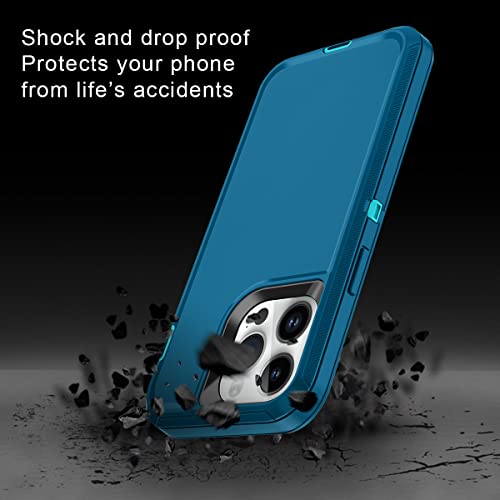 I-HONVA for iPhone 14 Pro Max Case Shockproof Dust/Drop Proof 3-Layer Full Body Protection Rugged Heavy Duty Durable Cover Case for Apple iPhone 14 Pro Max 6.7-inch, Turquoise