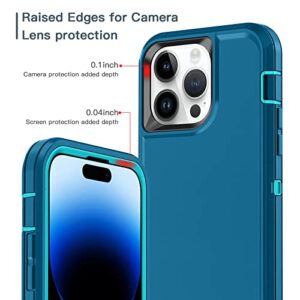 I-HONVA for iPhone 14 Pro Max Case Shockproof Dust/Drop Proof 3-Layer Full Body Protection Rugged Heavy Duty Durable Cover Case for Apple iPhone 14 Pro Max 6.7-inch, Turquoise