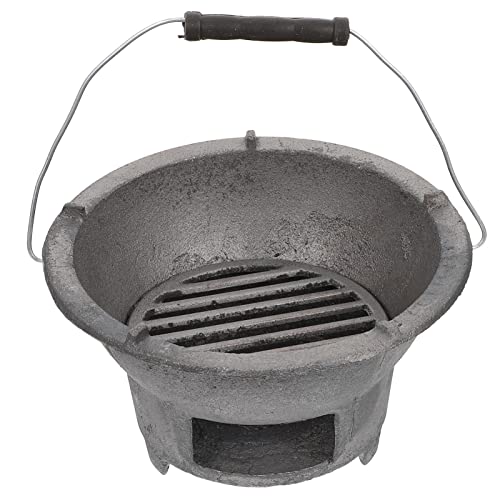 Angoily Cast Iron Charcoal Grill Japanese Tabletop BBQ Grill Mini Portable Hibachi Grill Indoor Grill Stove Camping Barbecue Tool BBQ Charcoal Stove 20cm