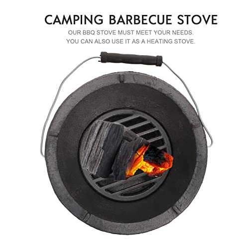 Angoily Cast Iron Charcoal Grill Japanese Tabletop BBQ Grill Mini Portable Hibachi Grill Indoor Grill Stove Camping Barbecue Tool BBQ Charcoal Stove 20cm