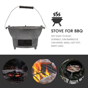 Angoily Cast Iron Charcoal Grill Japanese Tabletop BBQ Grill Mini Portable Hibachi Grill Indoor Grill Stove Camping Barbecue Tool BBQ Charcoal Stove 20cm