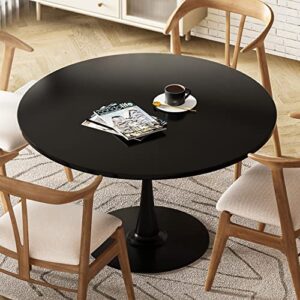 dklgg black round, 42.1" tulip kitchen dining 4-6 people with mdf top & pedestal base, mid-century end leisure coffee office living room table