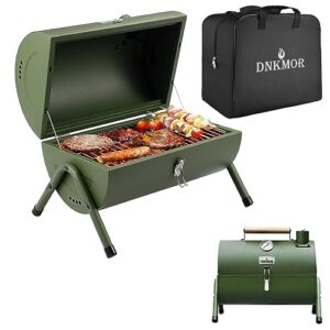 portable charcoal grill, tabletop outdoor barbecue smoker, small bbq grill for outdoor cooking backyard camping picnics beach by dnkmor green