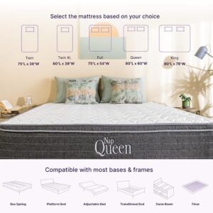 NapQueen 10 Inch Victoria Hybrid Twin XL Size, Cooling Gel Infused Memory Foam and Pocket Spring Mattress, Bed in a Box White