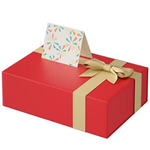mondepac gift box 11x7.5x3.5 inches,red gift boxes with magnetic lid，christmas gift box contains card, ribbon, shredded paper filler gift box for gift packaging,christmas birthdays gift packaging