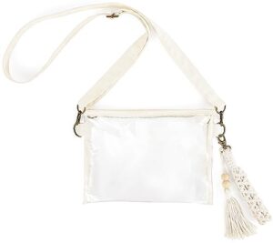 mkono clear bag stadium approved, small purse for women with macrame wristlet transparent concert crossbody bag for sport events festival concert park