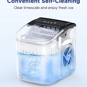 COWSAR Portable Countertop Ice Maker Machine with Self-Cleaning, 26.5lbs/24Hrs, 6 Mins/9 Pcs Bullet Ice, Ice Scoop and Basket, Handheld Ice Maker for Kitchen/Home/Office/Party