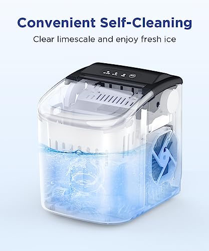 COWSAR Portable Countertop Ice Maker Machine with Self-Cleaning, 26.5lbs/24Hrs, 6 Mins/9 Pcs Bullet Ice, Ice Scoop and Basket, Handheld Ice Maker for Kitchen/Home/Office/Party