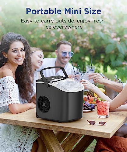 COWSAR Portable Countertop Ice Maker Machine with Self-Cleaning, 26.5lbs/24Hrs, 6 Mins/9 Pcs Bullet Ice, Ice Scoop and Basket, Handheld Ice Maker for Kitchen/Home/Office/Party