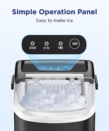 COWSAR Portable Countertop Ice Maker Machine with Self-Cleaning, 26.5lbs/24Hrs, 6 Mins/9 Pcs Bullet Ice, Ice Scoop and Basket, Handheld Ice Maker for Kitchen/Home/Office/Party