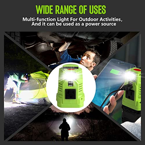 TEPULAS 150W Powered Inverter Generator for Ryobi 18-Volt One+ P108 P107 Battery, Portable Power Source for Ryobi DC 18V to AC 110V Inverter with AC Outlet and Dual USB 5V/2.4A & LED Work Light