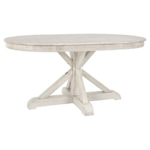 kosas home gerald 63" oval solid pine wood dining table in sunbleached ivory