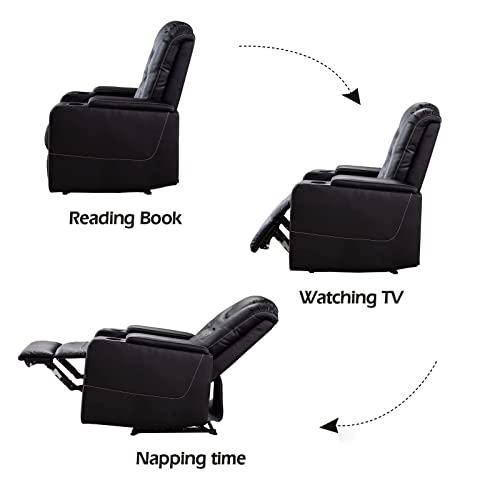 CANMOV Electric Recliner Chairs Set of 2, Power Recliner Chairs with USB Ports and Cup Holders, Breathable Leather Home Theater Seating with Hidden Arm Storage, Black