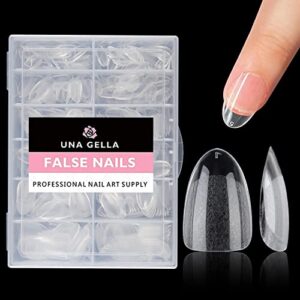 una gella short oval almond fake nails 504pcs press on nails pre-shape short almond round gel nail tips for full cover acrylic false nails for nail extension home diy salon 12 sizes false gelly tips
