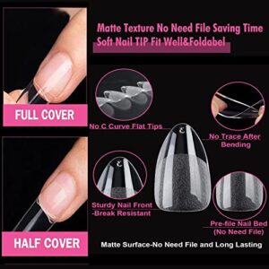 UNA GELLA Short Almond Fake Nails 504pcs Short Almond Press on Nails Pre-shape Short Almond Gel Nail Tips for Full Cover Acrylic Short Almond Nails False Nails For Nail Extension Home DIY Nail Salon 12 Sizes Gelly Tips