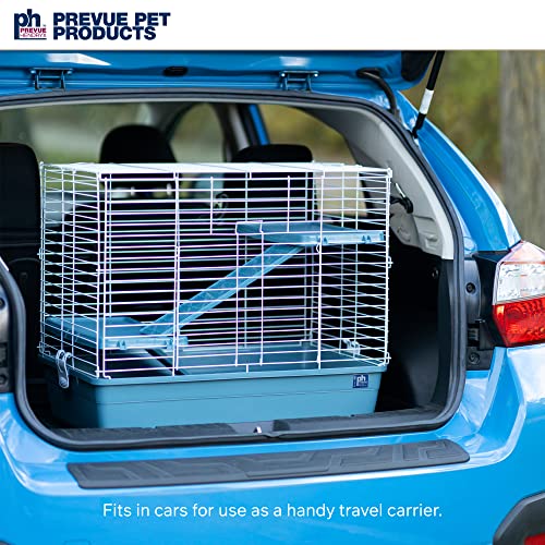 Prevue Pet Products Adult Ferret, Chinchilla, Small Animal Critter Home/Travel Cage with Deep Tubby Base, 1 inch Wire Spacing, Blue (529BLUE)