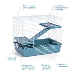 Prevue Pet Products Adult Ferret, Chinchilla, Small Animal Critter Home/Travel Cage with Deep Tubby Base, 1 inch Wire Spacing, Blue (529BLUE)