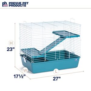 Prevue Pet Products Adult Ferret, Chinchilla, Small Animal Critter Home/Travel Cage with Deep Tubby Base, 1 inch Wire Spacing, Blue (529BLUE)