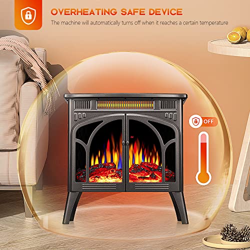 R.W.FLAME Electric Fireplace Stove Heater with Remote Control, 25" Fireplace Heater, Adjustable Brightness and Heating Mode, Overheating Safe Design,Flame Work with or Without Heat
