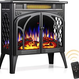 R.W.FLAME Electric Fireplace Stove Heater with Remote Control, 25" Fireplace Heater, Adjustable Brightness and Heating Mode, Overheating Safe Design,Flame Work with or Without Heat