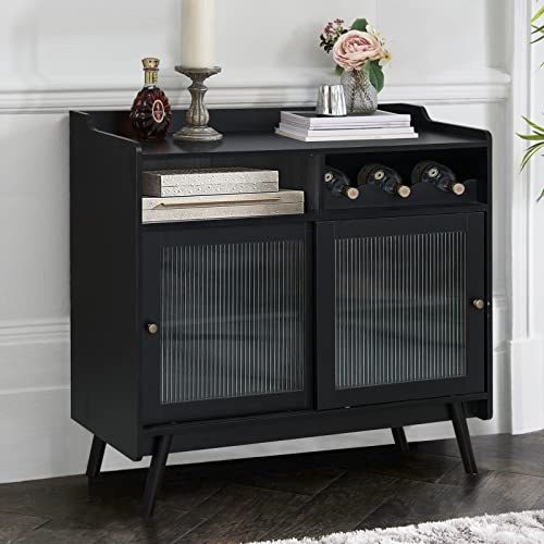 YUSING Buffet Cabinet with Storage, Sideboard Cabinet with Moru Tempered Glass Door, Coffee Bar Cabinet, Coffee Station, Accent Cabinet with Wine Rack for for Kitchen, Living Room, Entryway