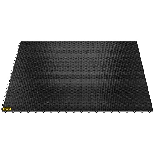 VEVOR Garage Tiles Interlocking, 12'' x 12'', 25 Pack, Black Garage Floor Covering Tiles, Non-Slip Diamond Plate Garage Flooring Tiles, Support up to 55,000 lbs for Basements, Gyms, Repair Shops