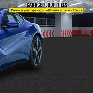 VEVOR Garage Tiles Interlocking, 12'' x 12'', 25 Pack, Black Garage Floor Covering Tiles, Non-Slip Diamond Plate Garage Flooring Tiles, Support up to 55,000 lbs for Basements, Gyms, Repair Shops