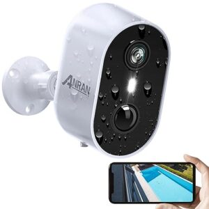 anran 2k security cameras wireless outdoor, 3mp ai motion detection & color night vision home security cameras, two-way talk, spotlight siren alarm, work with alexa, battery powered, ip65