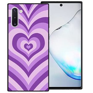 zaztify compatible with samsung galaxy note 10 5g/4g, purple heart tunnel center love swirl cute pattern shockproof protective anti-slip thin slim soft phone case cover shell