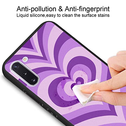 zaztify Compatible with Samsung Galaxy Note 10 5G/4G, Purple Heart Tunnel Center Love Swirl Cute Pattern Shockproof Protective Anti-Slip Thin Slim Soft Phone Case Cover Shell