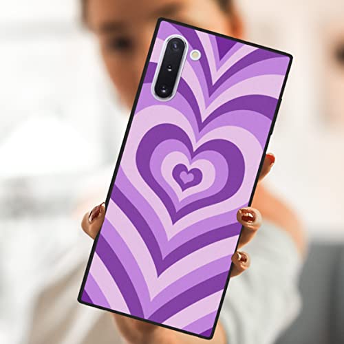 zaztify Compatible with Samsung Galaxy Note 10 5G/4G, Purple Heart Tunnel Center Love Swirl Cute Pattern Shockproof Protective Anti-Slip Thin Slim Soft Phone Case Cover Shell