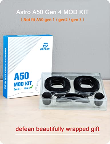 A50 Gen 4 Mod Kit - defean Replacement Earpads and Headband Compatible with Astro A50 Gen 4 Headset,Ear Cushions, Upgrade High-Density Noise Cancelling Foam, Added Thickness (Black Protein and Velour)