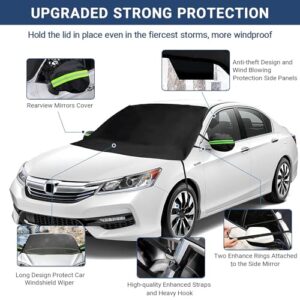 Car Windshield Cover for Ice and Snow, Windshield Frost Cover Ice Removal Wiper Protector, Enhanced 600D Oxford Fabric Windshield Snow Cover, Winter Car Accessories for Most Cars Trucks Vans SUVs