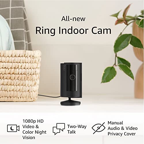 All-new Ring Indoor Cam (2nd Gen) | 1080p HD Video & Color Night Vision, Two-Way Talk, and Manual Audio & Video Privacy Cover (2023 release) | Black