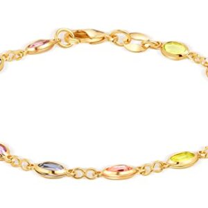 Barzel 18K Gold Plated Light Multicolor Crystal Oval Bracelet