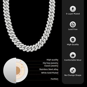 Mens Cuban Link Chain Miami Cuban Necklace 18K Gold Silver Chain Diamond Cut Chains For Men Women 14mm Iced Out Hip Hop Jewelry