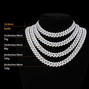 Mens Cuban Link Chain Miami Cuban Necklace 18K Gold Silver Chain Diamond Cut Chains For Men Women 14mm Iced Out Hip Hop Jewelry