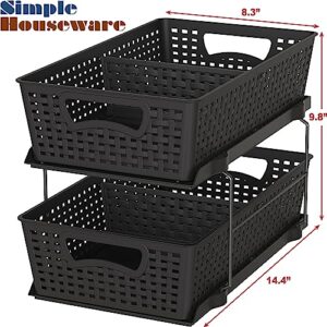 SimpleHouseware 2 Tier Bathroom Organizer Tray Pull-Out Sliding Drawer/Under-Sink Storage, Black