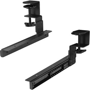 vivo height adjustable clamp and 12 inch rail set for diy custom wooden keyboard trays (tray not included), under desk pull out slider track with c-clamp mount system, black, mount-rail02h