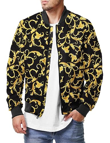 COOFANDY Men's Bomber Jacket Fashion Windbreaker Fall Winter Front Zip Jackets