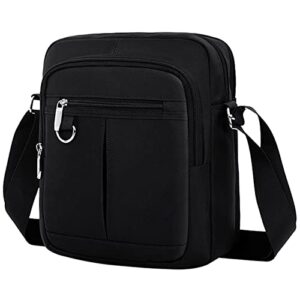 vaupan messenger bag for men, small crossbody bag water resistant sling shoulder bag for travel school work business (black)
