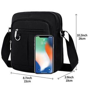 Vaupan Messenger Bag for Men, Small Crossbody Bag Water Resistant Sling Shoulder Bag for Travel School Work Business (Black)