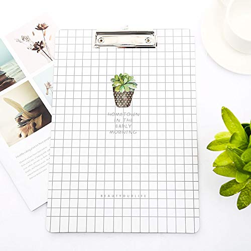 Clipboard A4 Cute Paper Clipboard Wood Document Folder Pad for Office Supplies Writting Exam Clip Board Stationery for School (Color : White 1pc)