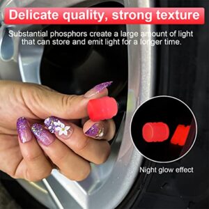 12PCS Fluorescent Car Tire Valve Stem Caps, Auto Corrosion Resistant Wheel Valve Cover, Luminous Illuminated Glow in The Dark, Car Decor Accessories Universal for SUV, Trucks, Car (Red(1))