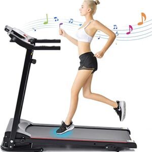 Folding Treadmill, 2.5HP Electric Treadmill for Home with Bluetooth and Incline, Portable Fitness Running Workout for Small Space Home Gym Equipment, MP3 (Black)
