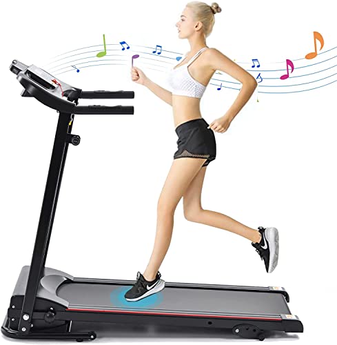 Folding Treadmill, 2.5HP Electric Treadmill for Home with Bluetooth and Incline, Portable Fitness Running Workout for Small Space Home Gym Equipment, MP3 (Black)