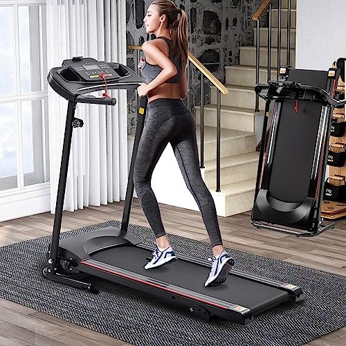 Folding Treadmill, 2.5HP Electric Treadmill for Home with Bluetooth and Incline, Portable Fitness Running Workout for Small Space Home Gym Equipment, MP3 (Black)